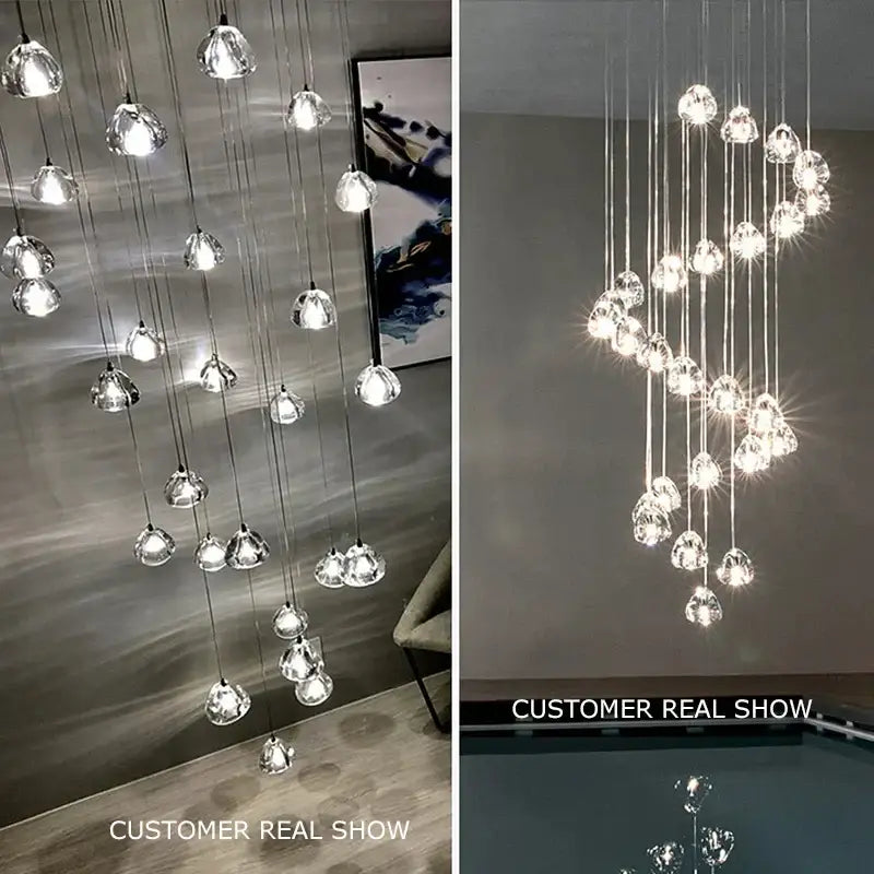 Decorbites crystal ball chandelier staircase pendant light for dining room