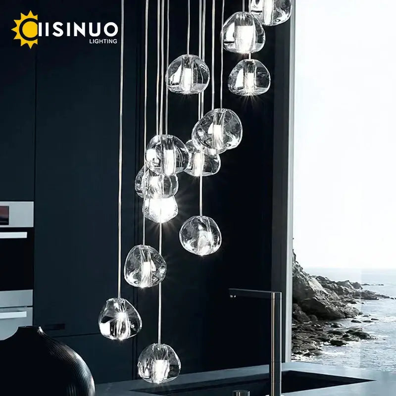 Decorbites crystal ball chandelier staircase pendant light for dining room