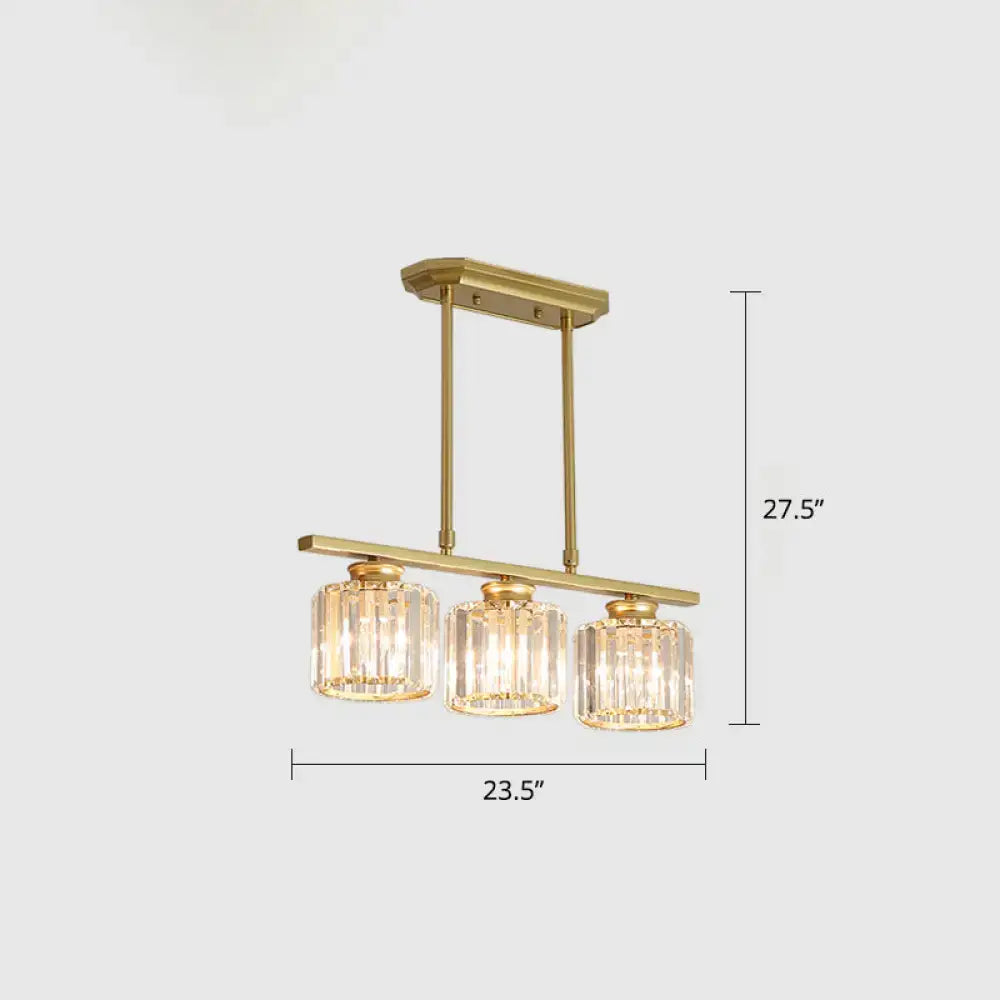 Modern black metal ceiling light dining room square crystal pendant