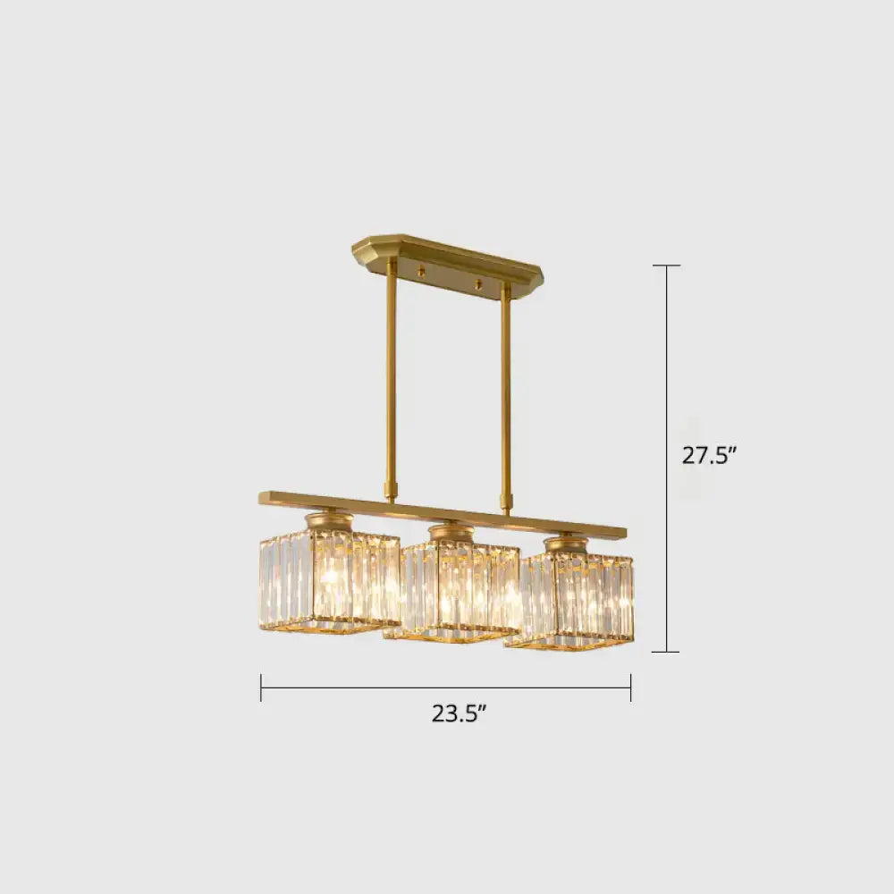 Modern black metal ceiling light dining room square crystal pendant