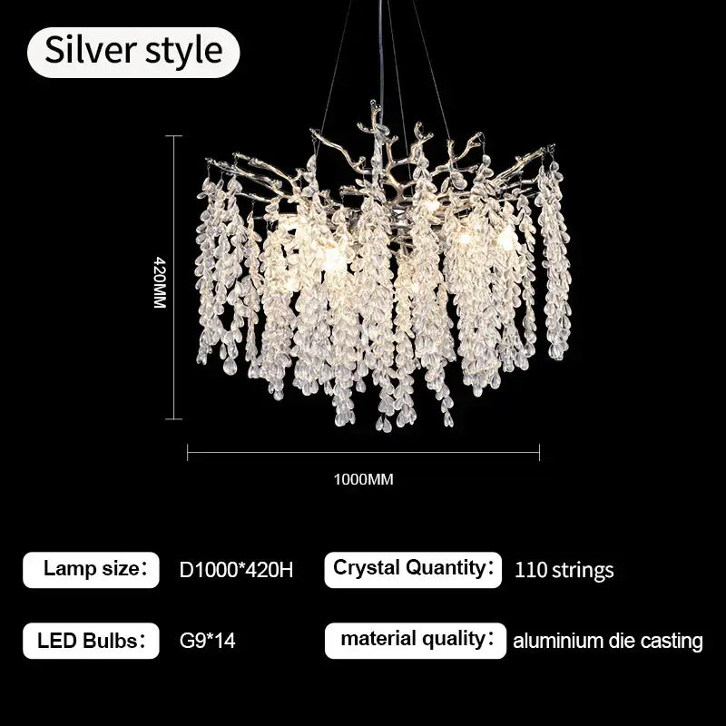Decorbites crystal branch chandelier for living room glass tree light