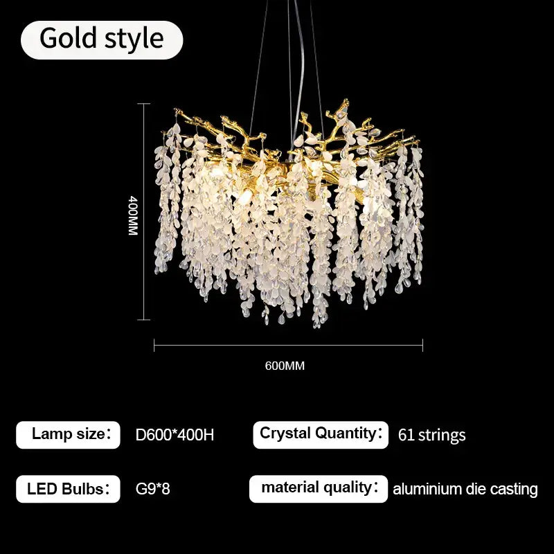 Decorbites crystal branch chandelier for living room glass tree light