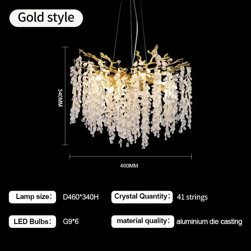 Decorbites crystal branch chandelier for living room glass tree light
