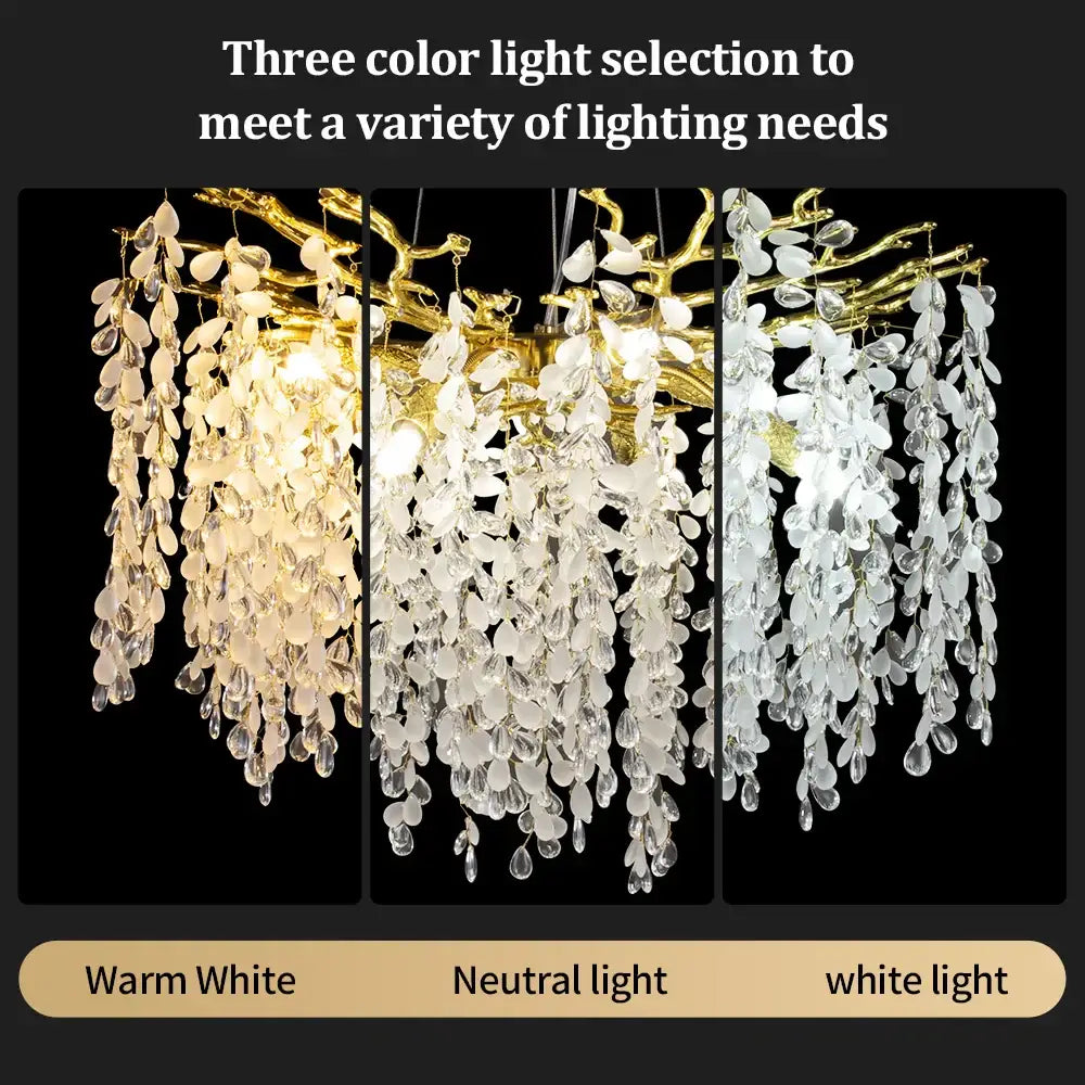 Decorbites crystal branch chandelier for living room glass tree light