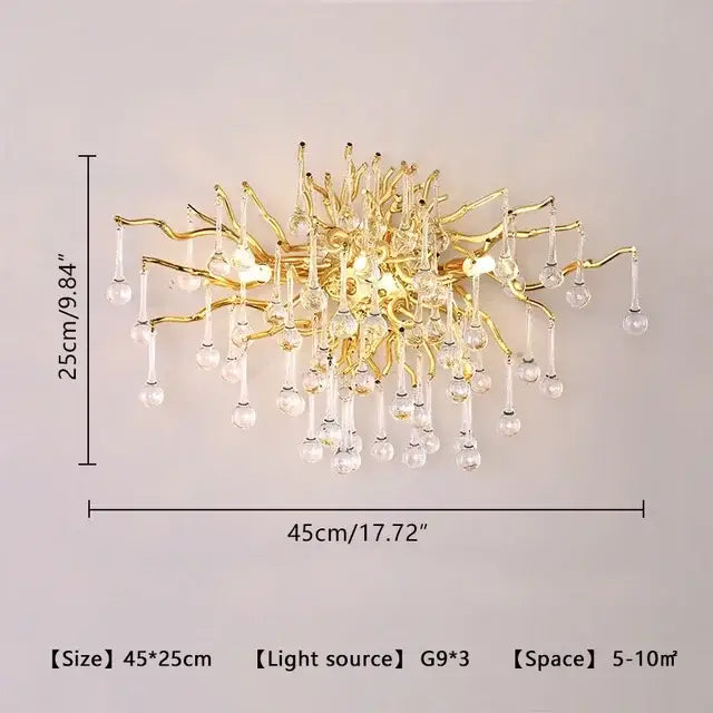Decorbites crystal branch chandelier for living room led pendant light