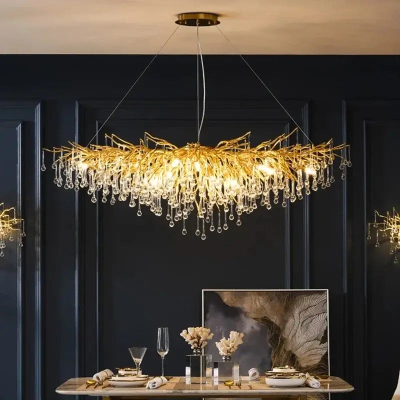 Decorbites crystal branch chandelier for living room led pendant light