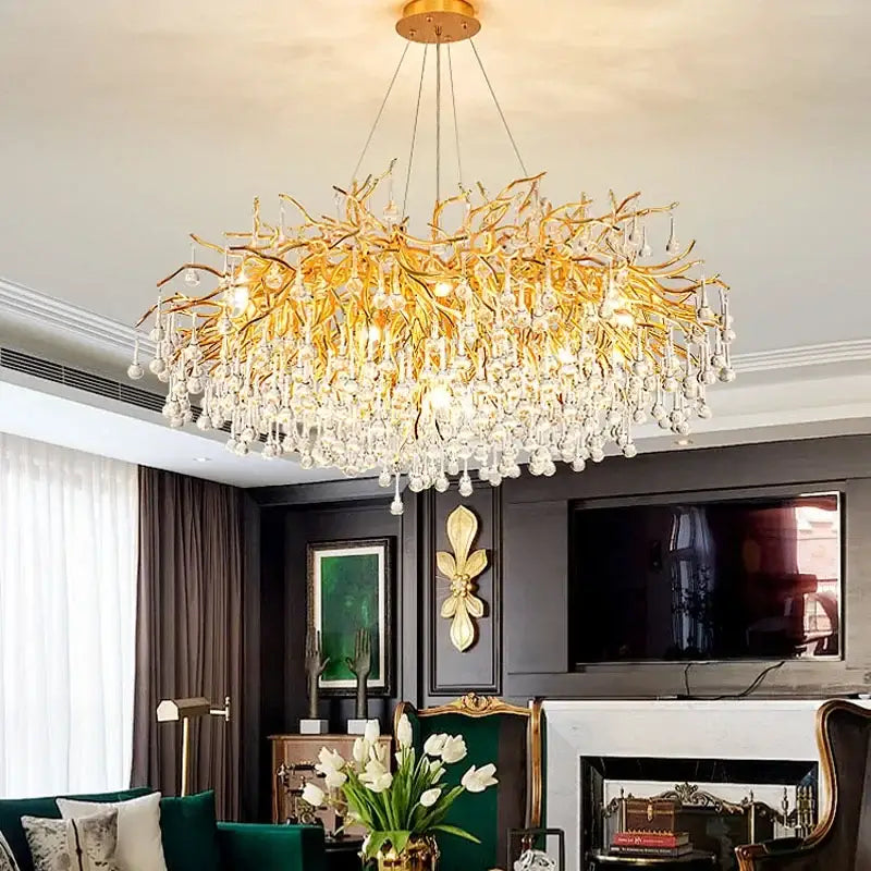 Decorbites crystal branch chandelier for living room led pendant light