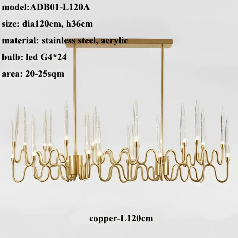 Decorbites crystal branch chandelier gold dining room led light