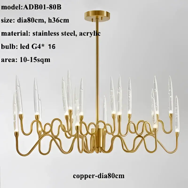 Decorbites crystal branch chandelier gold dining room led light