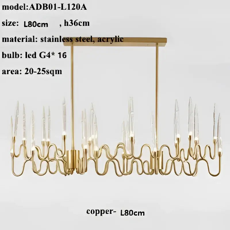 Decorbites crystal branch chandelier gold dining room led light
