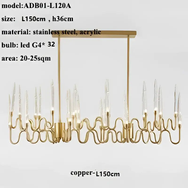Decorbites crystal branch chandelier gold dining room led light