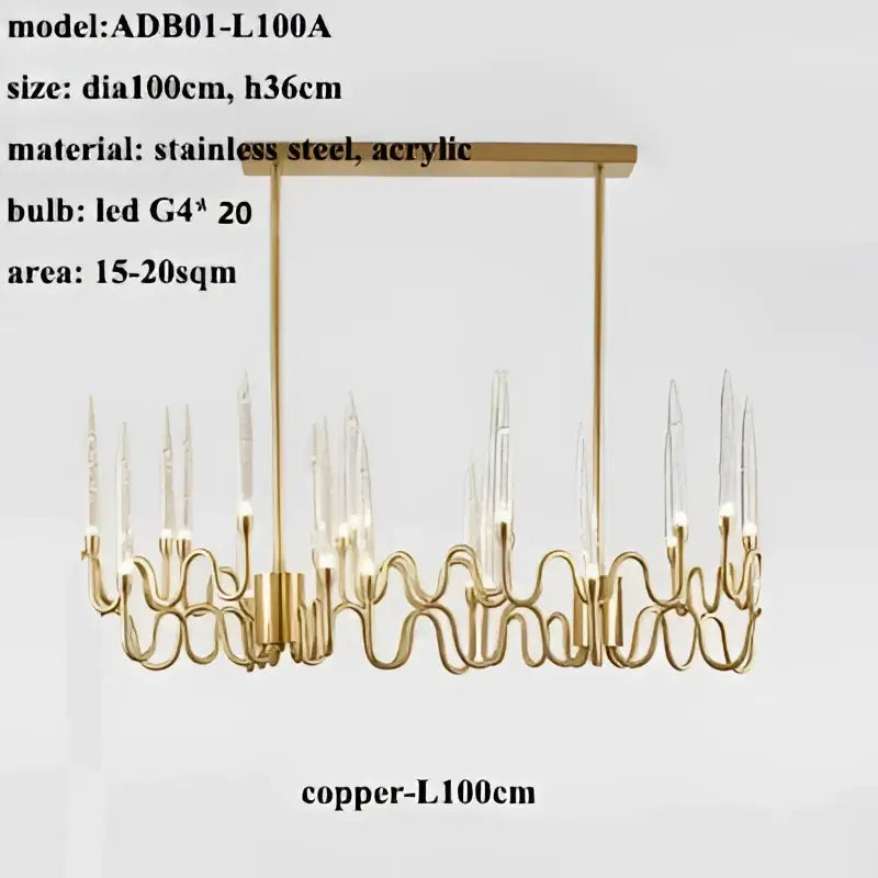 Decorbites crystal branch chandelier gold dining room led light