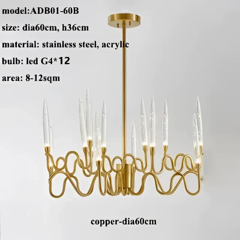 Decorbites crystal branch chandelier gold dining room led light