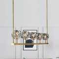 Modern crystal brass island light kitchen 5 beveled globe chandelier