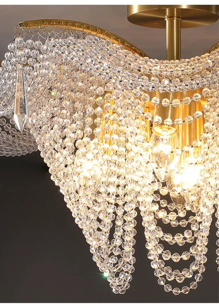 Decorbites crystal butterfly gold tassel chandelier living room light
