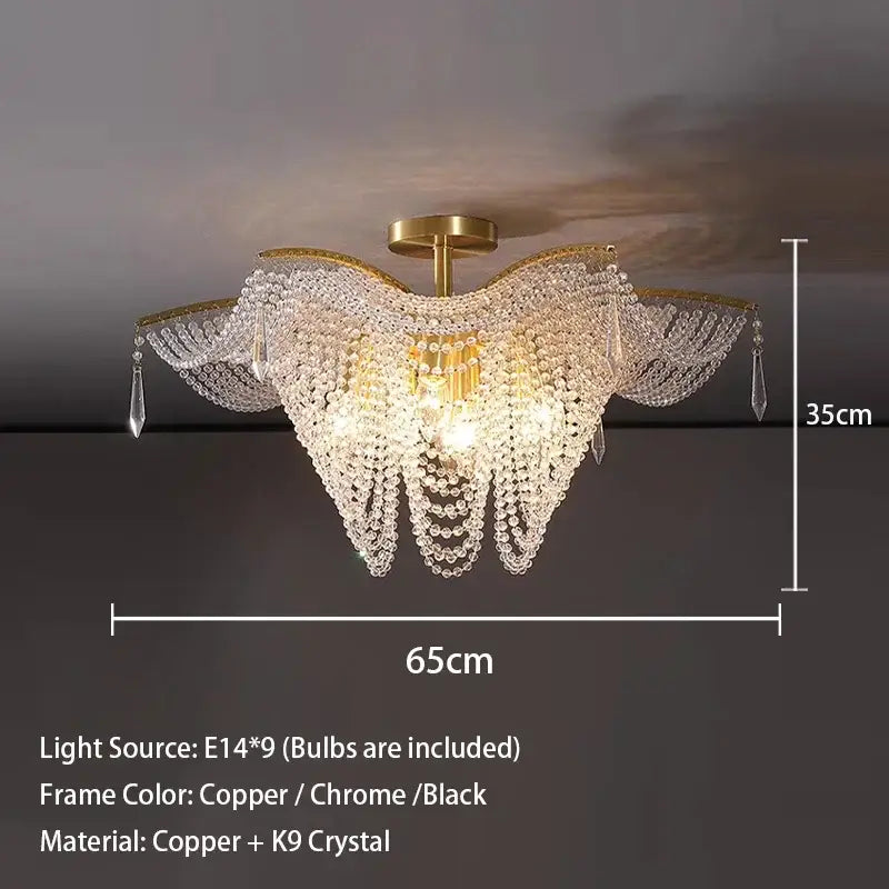 Decorbites crystal butterfly gold tassel chandelier living room light