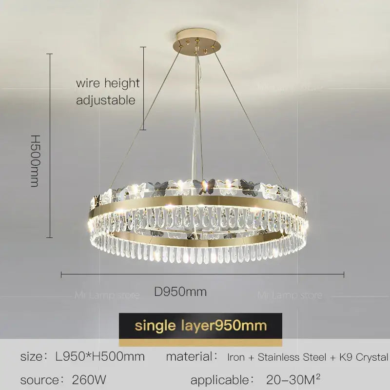 Decorbites crystal butterfly living room luxury gold chandelier