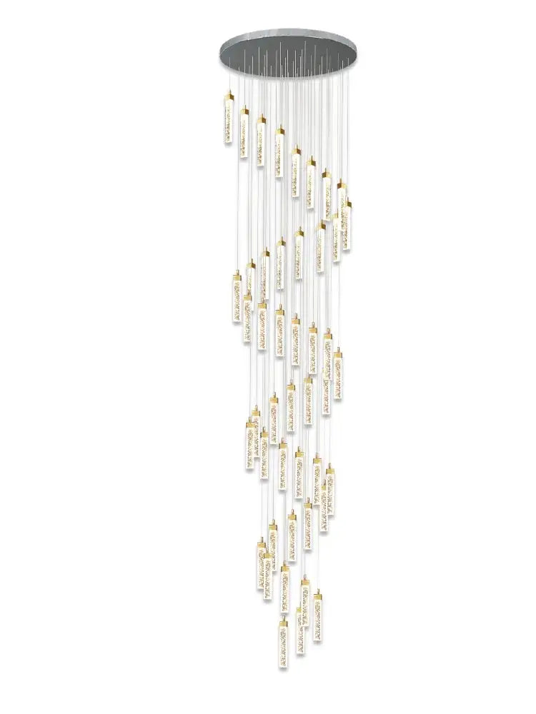 Modern gold crystal ceiling chandelier staircase light dining room