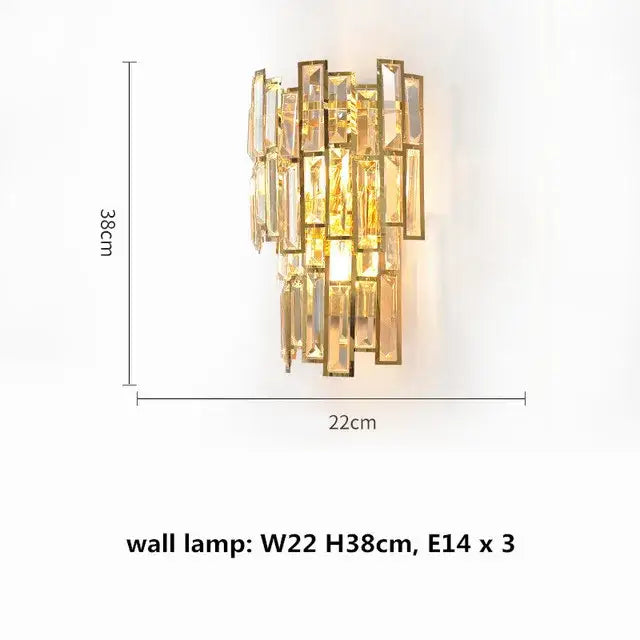 Modern gold crystal ceiling chandelier living room lighting