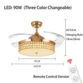 Modern gold crystal ceiling fan with led light living room
