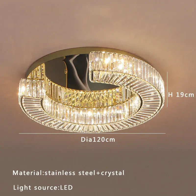 Luxury gold tiered crystal ceiling lamp living room chandelier