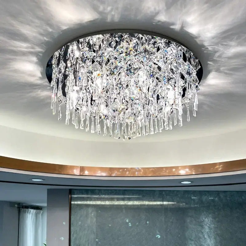 Luxury modern black crystal ceiling lamp for living room indoor light