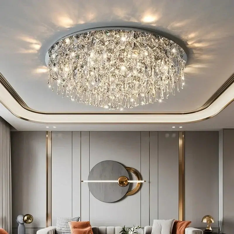 Luxury modern black crystal ceiling lamp for living room indoor light