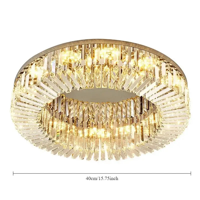 Modern double ring crystal ceiling lamp living room light