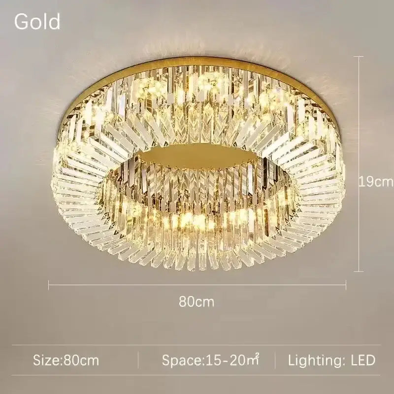 Modern double ring crystal ceiling lamp living room light