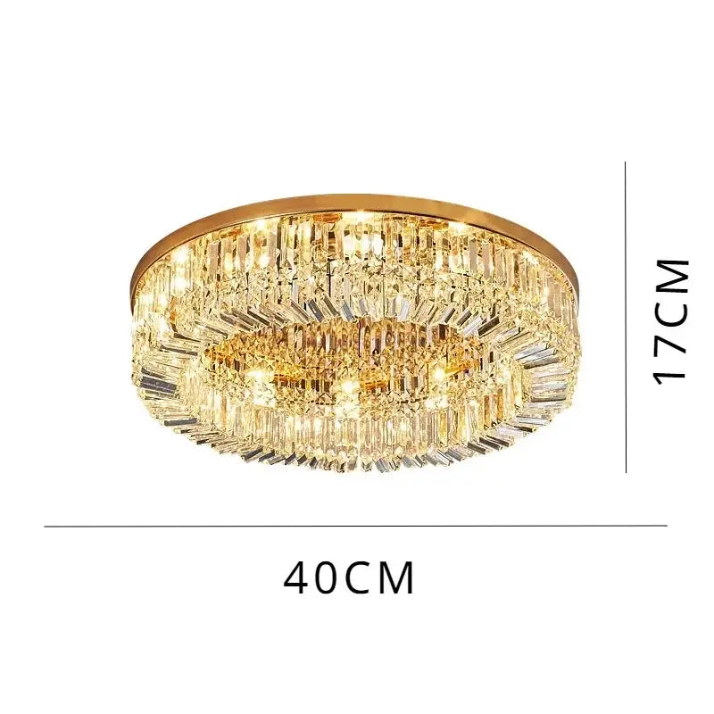 Modern double ring crystal ceiling lamp living room light