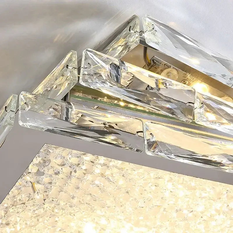 Modern gold square crystal ceiling lamp bedroom luxury led lighting