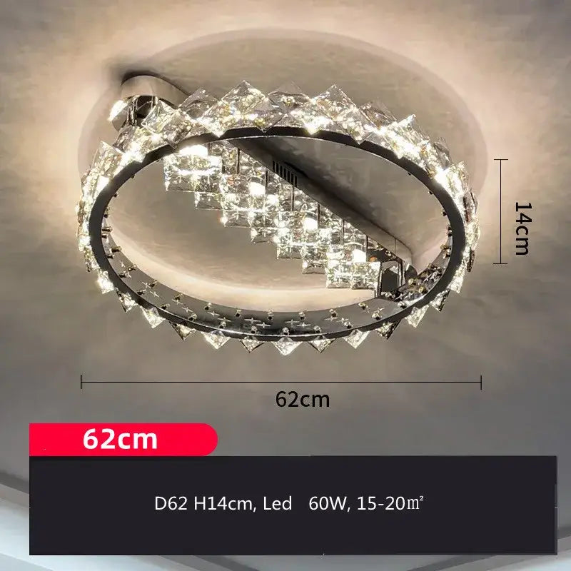 Modern chrome crystal ceiling lamp living room dimmable lighting