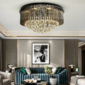 Modern black and gold crystal ceiling lamp living room chandelier