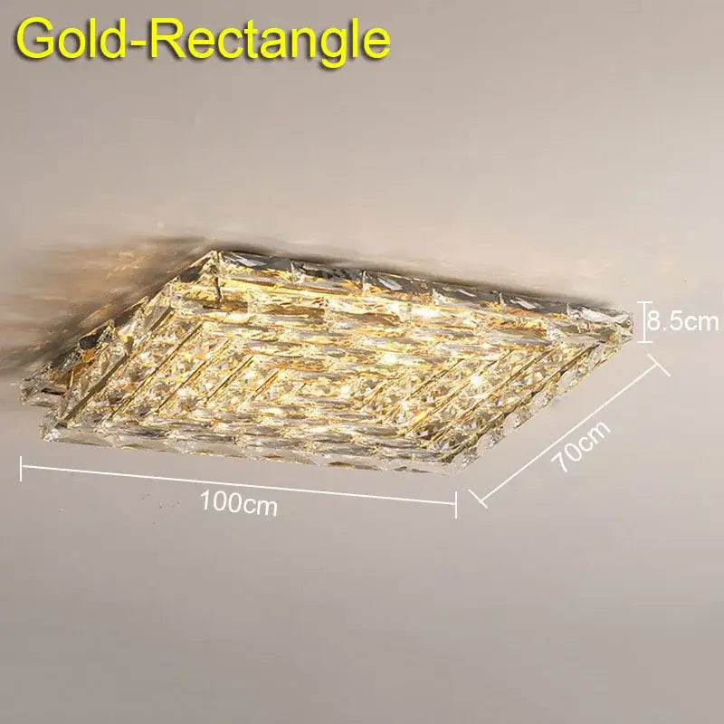 Modern geometric clear crystal ceiling lamp for living room