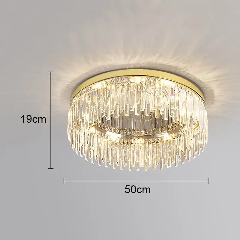 Modern chrome crystal ceiling lamp for living room luxury led lighting