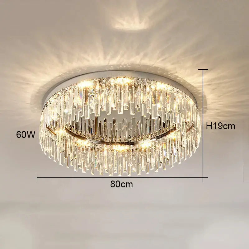 Modern chrome crystal ceiling lamp for living room luxury led lighting