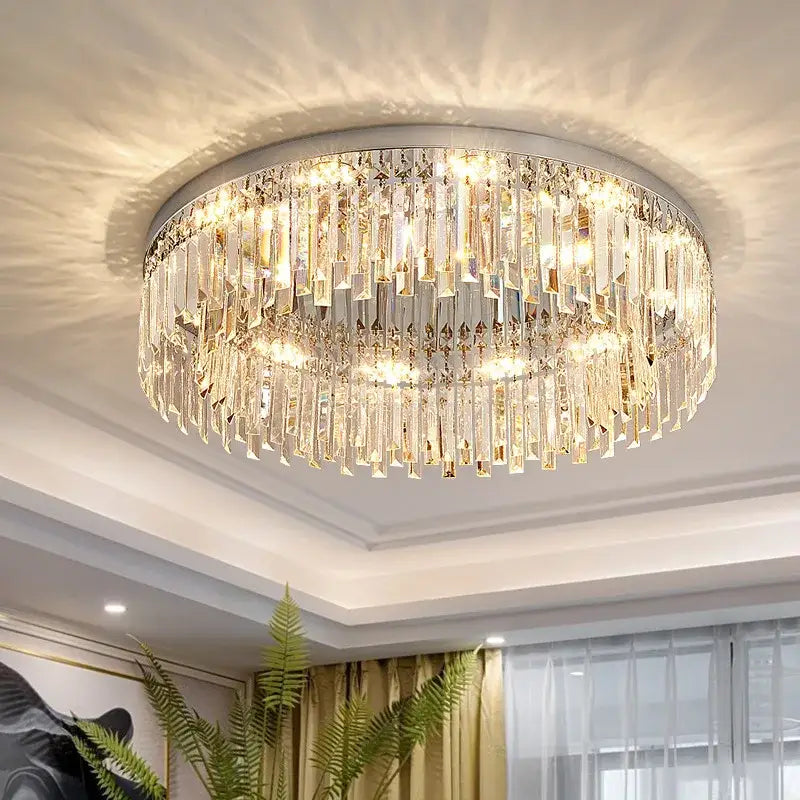 Modern chrome crystal ceiling lamp for living room luxury led lighting