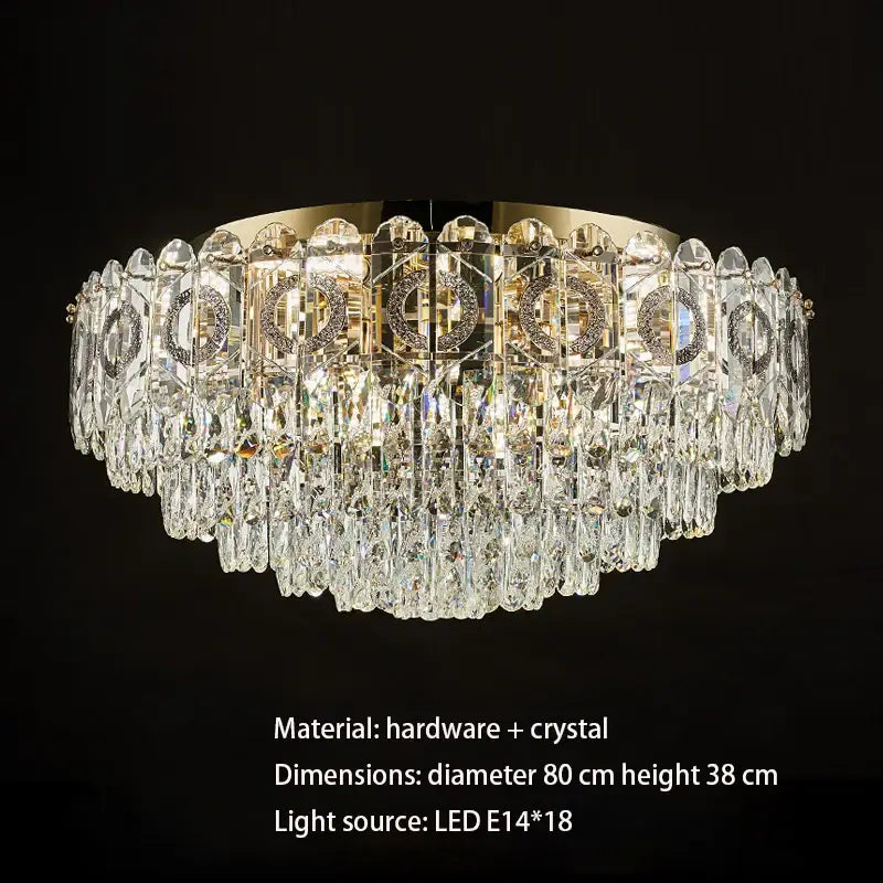 Modern golden crystal ceiling lamp for living room