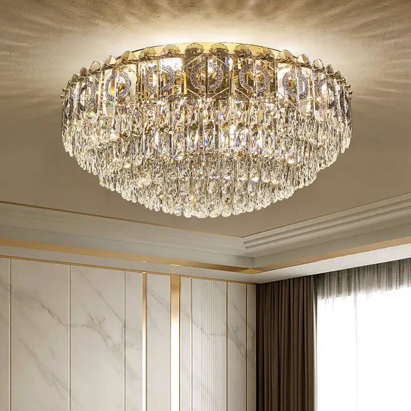 Modern golden crystal ceiling lamp for living room