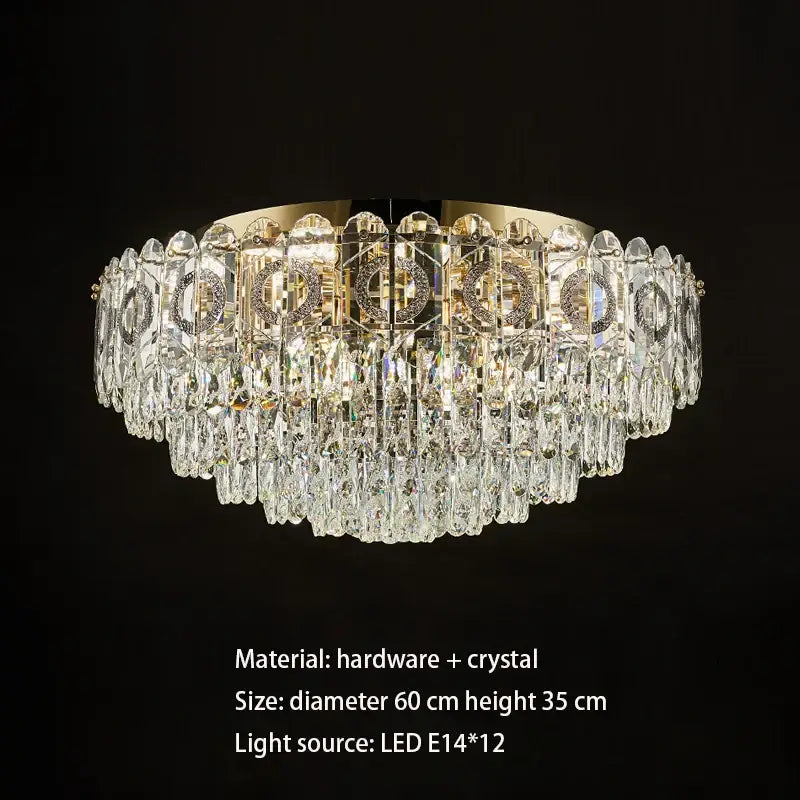 Modern golden crystal ceiling lamp for living room