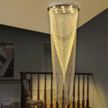Elegant cascading crystal ceiling light for stairs and living room
