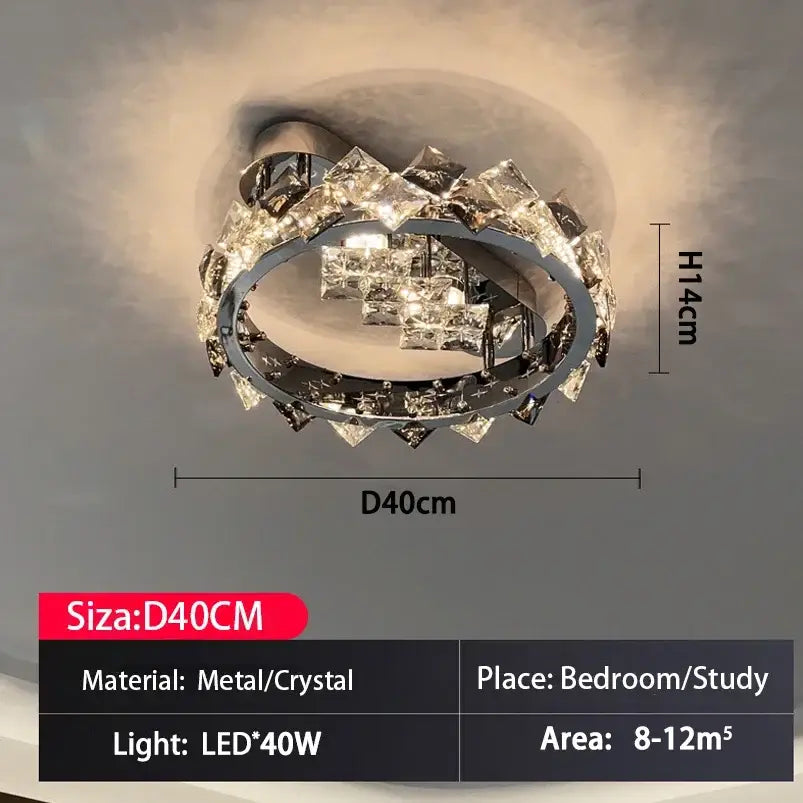 Modern chrome crystal ceiling light for living room led warmth