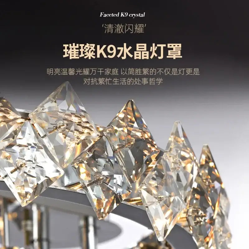 Modern chrome crystal ceiling light for living room led warmth