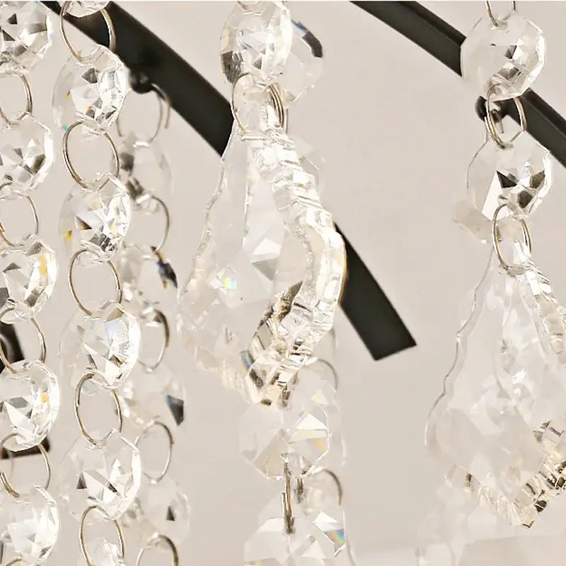 Modern black crystal ceiling light for bedroom with droplets