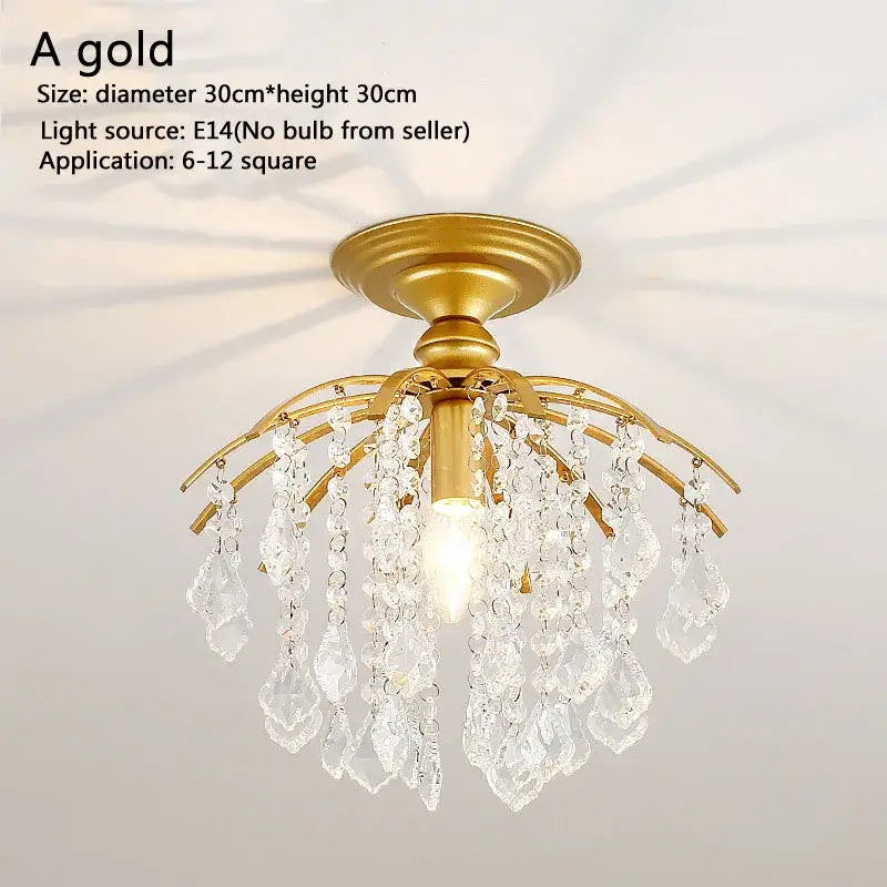 Modern black crystal ceiling light for bedroom with droplets