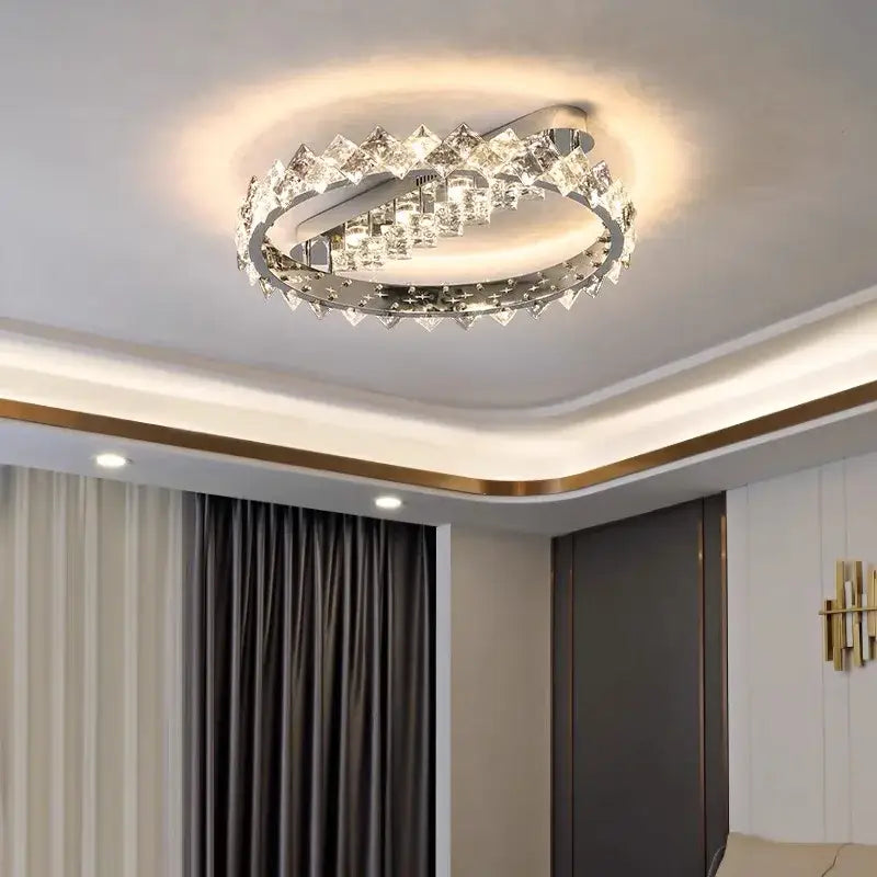 Modern chrome crystal ceiling light for living room