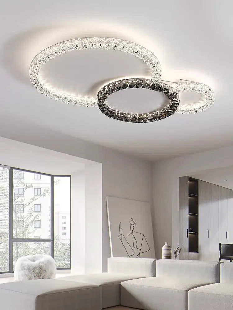 Modern 3 ring crystal ceiling lights led chandelier living room