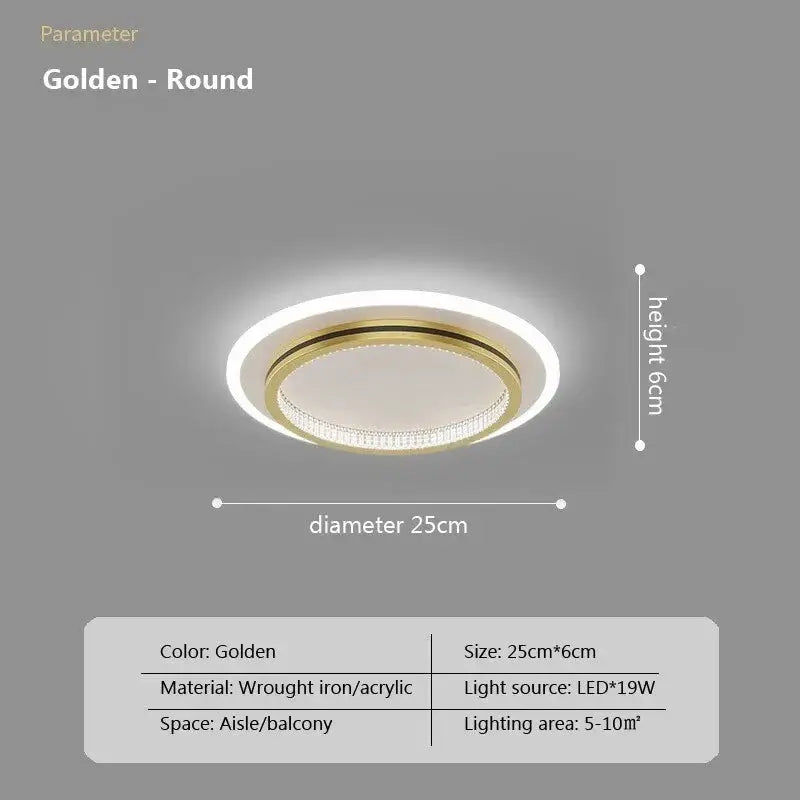 Modern gold crystal ceiling light for bedroom and living room