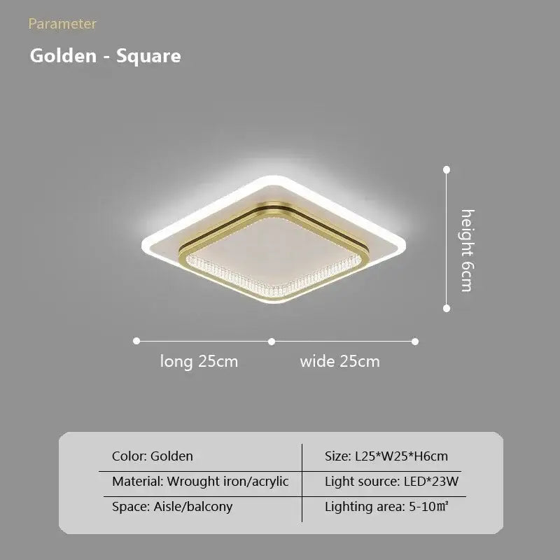 Modern gold crystal ceiling light for bedroom and living room