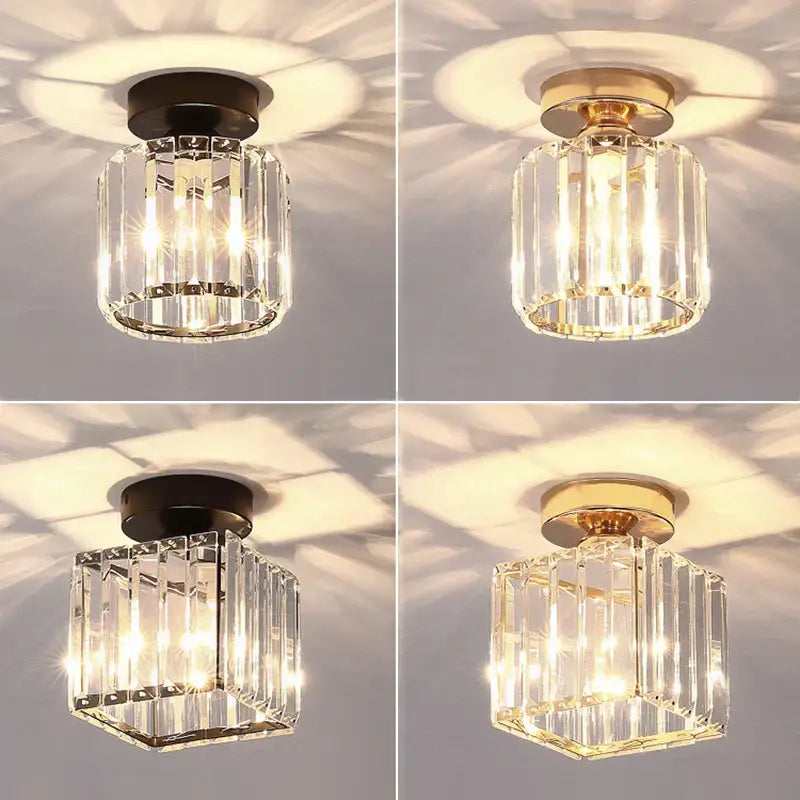 Modern black & gold crystal ceiling lights bedroom glass lamp